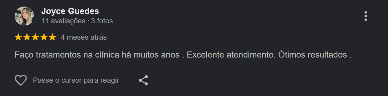 Avaliação no Google de Joyce Guedes