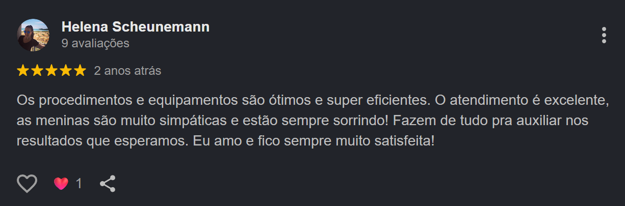 Avaliação no Google de Helena Scheunemann